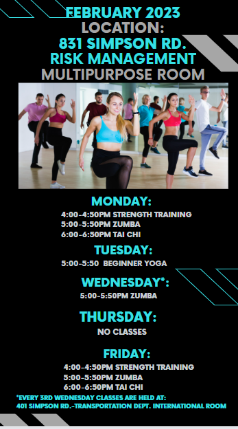 Fitness Class Schedule for February 2023